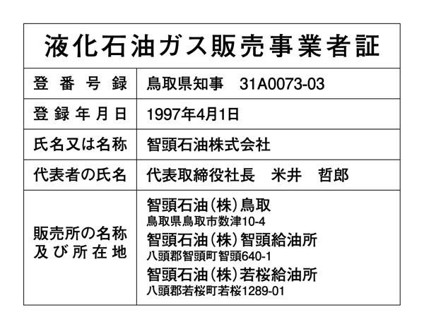 液化石油ガス販売事業者証